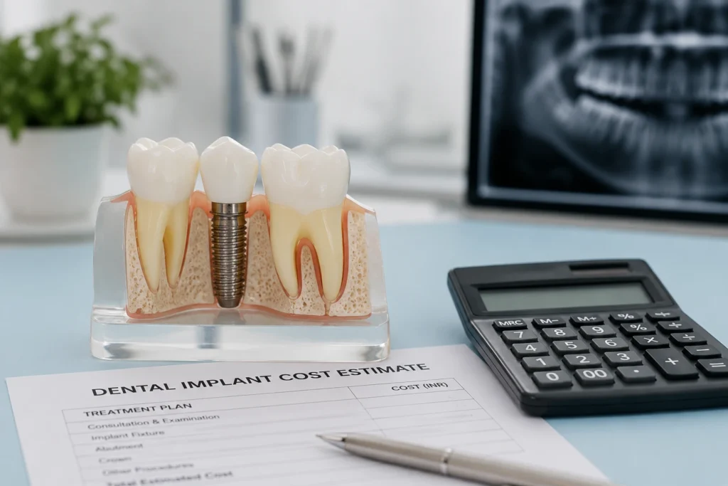 Dentist explaining tooth implant cost in Pune to a patient